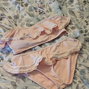 GB Girls Light Pink Ruffled Bandeau Set